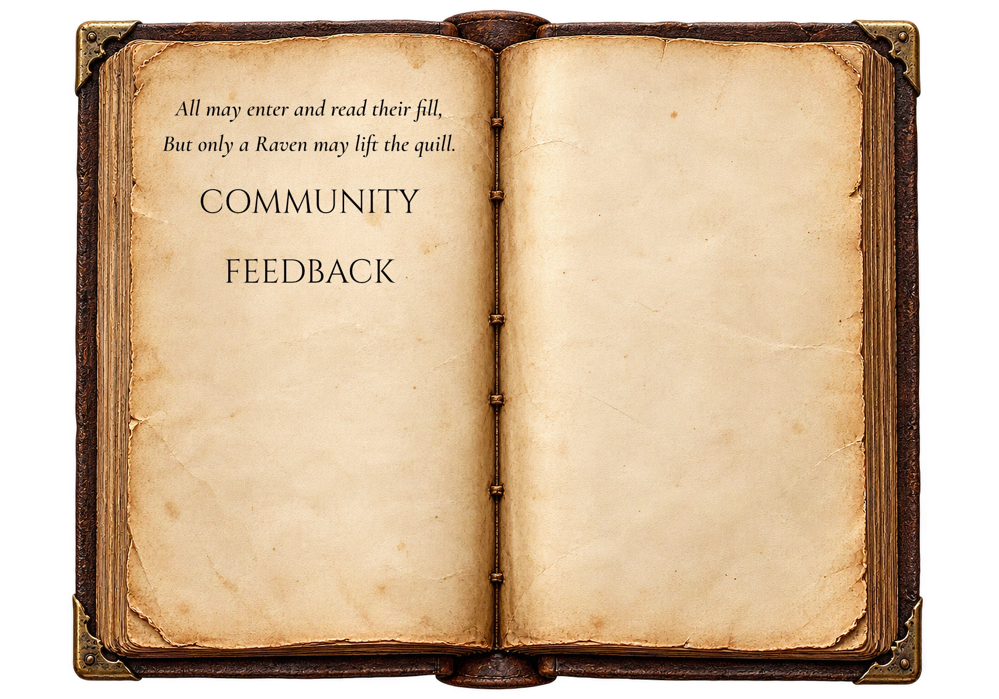 Open Great Hall book showing Community and Feedback.