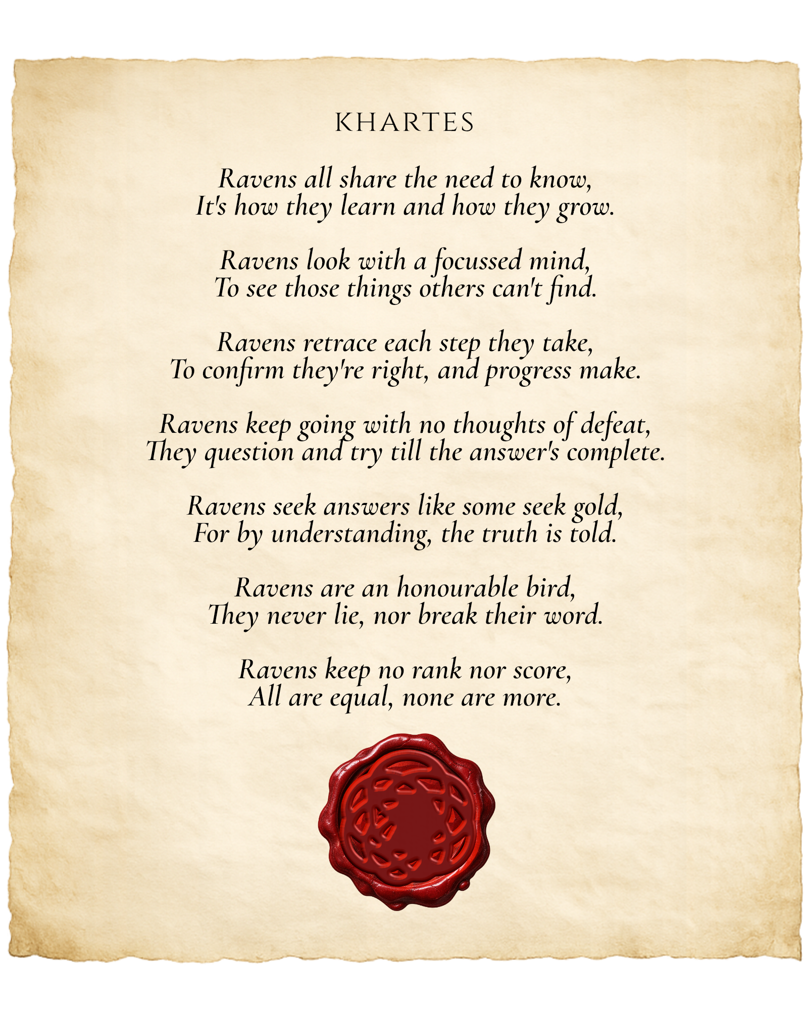 Khartes — the seven tenets of the Gordian Ravens.